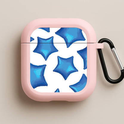 Blue Star Balloons Pattern Pink AirPods Case