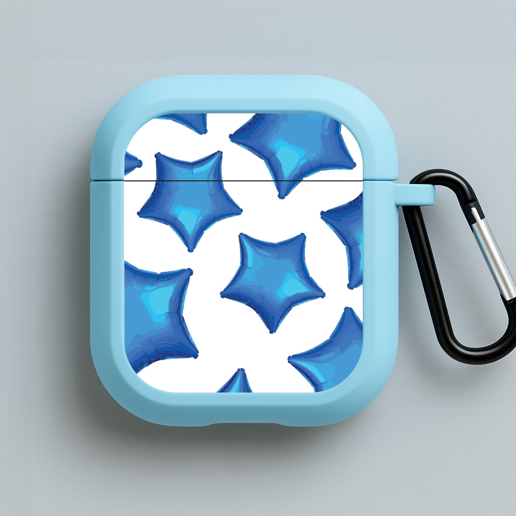 Blue Star Balloons Pattern Blue AirPods Case