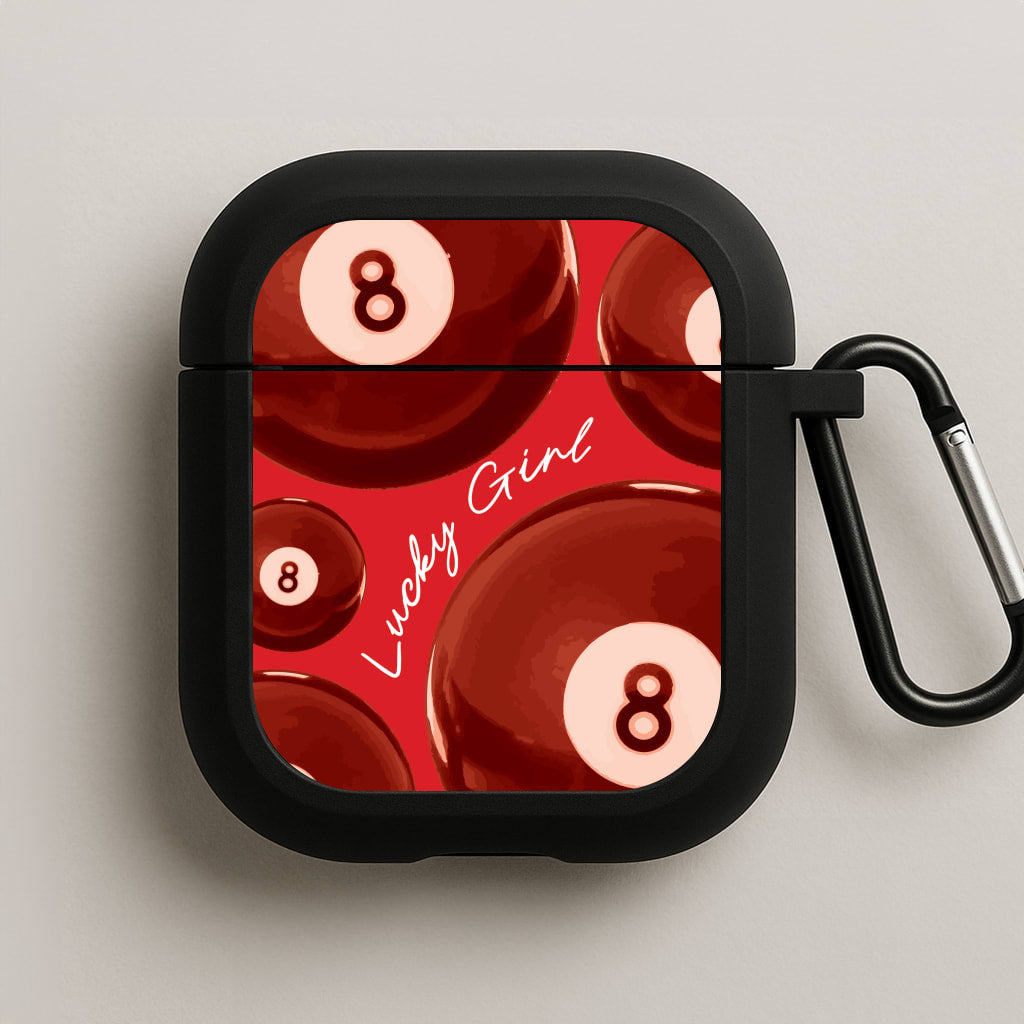 8-Ball Lucky Girl Pattern AirPods Case