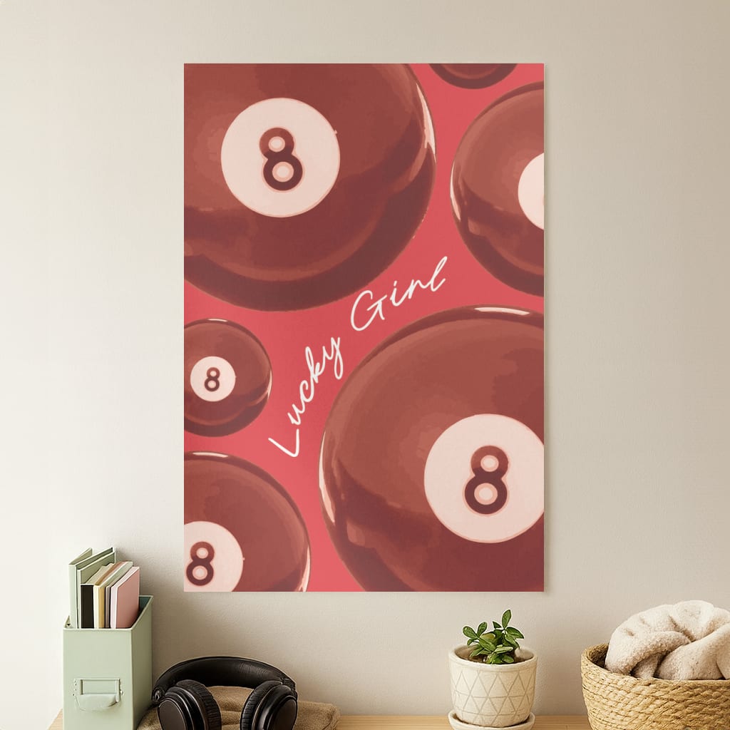8-Ball Lucky Girl Pattern Poster