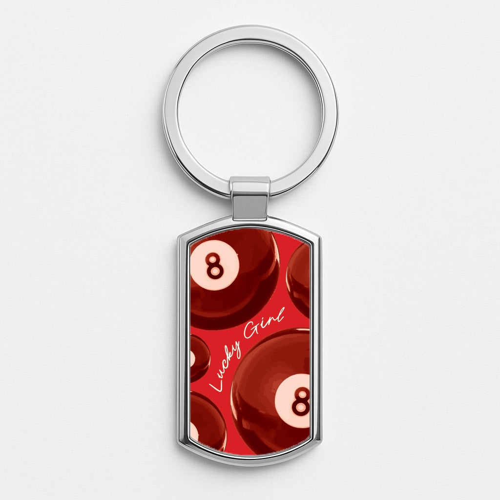 8-Ball Lucky Girl Pattern Luxury Keyring