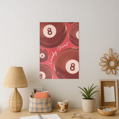 8-Ball Lucky Girl Pattern Art Print
