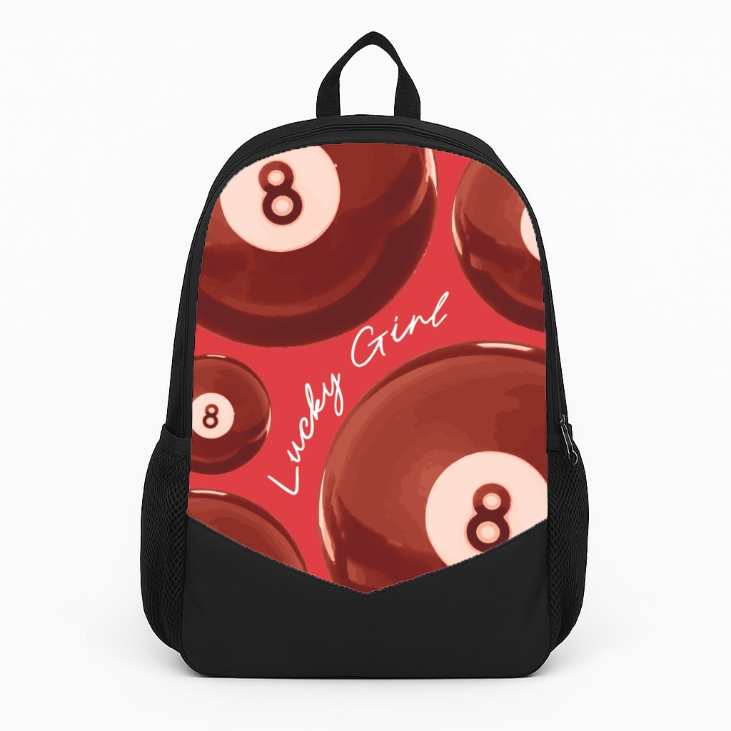 8-Ball Lucky Girl Pattern Backpack