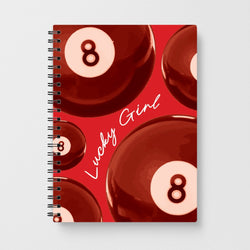 8-Ball Lucky Girl Pattern Notebook