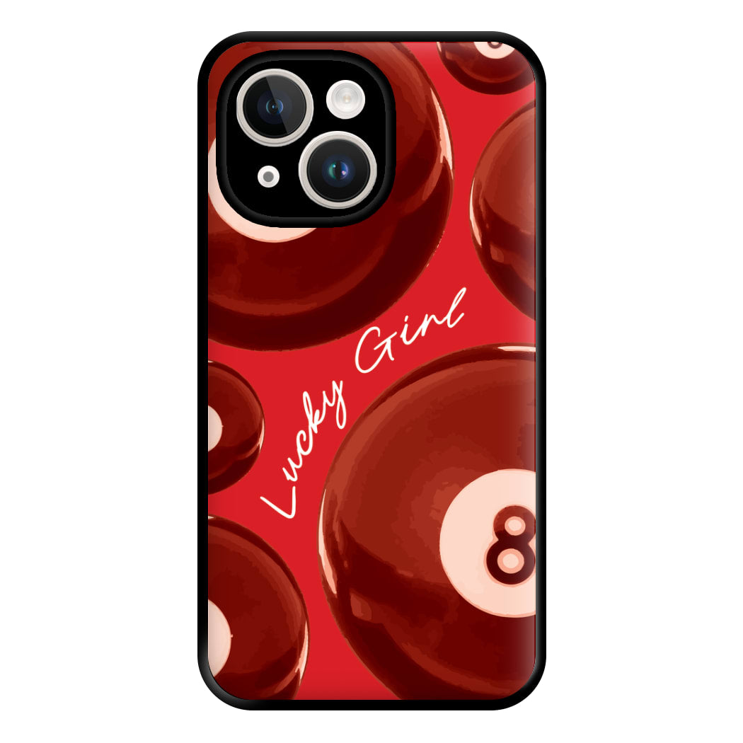 8-Ball Lucky Girl Pattern Phone Case for iPhone 14 Plus