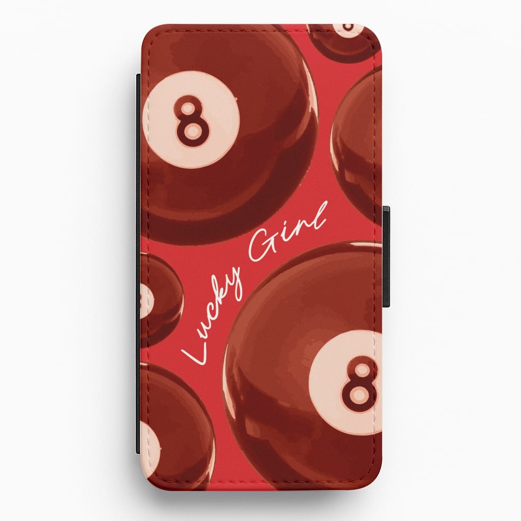 8-Ball Lucky Girl Pattern Flip / Wallet Phone Case