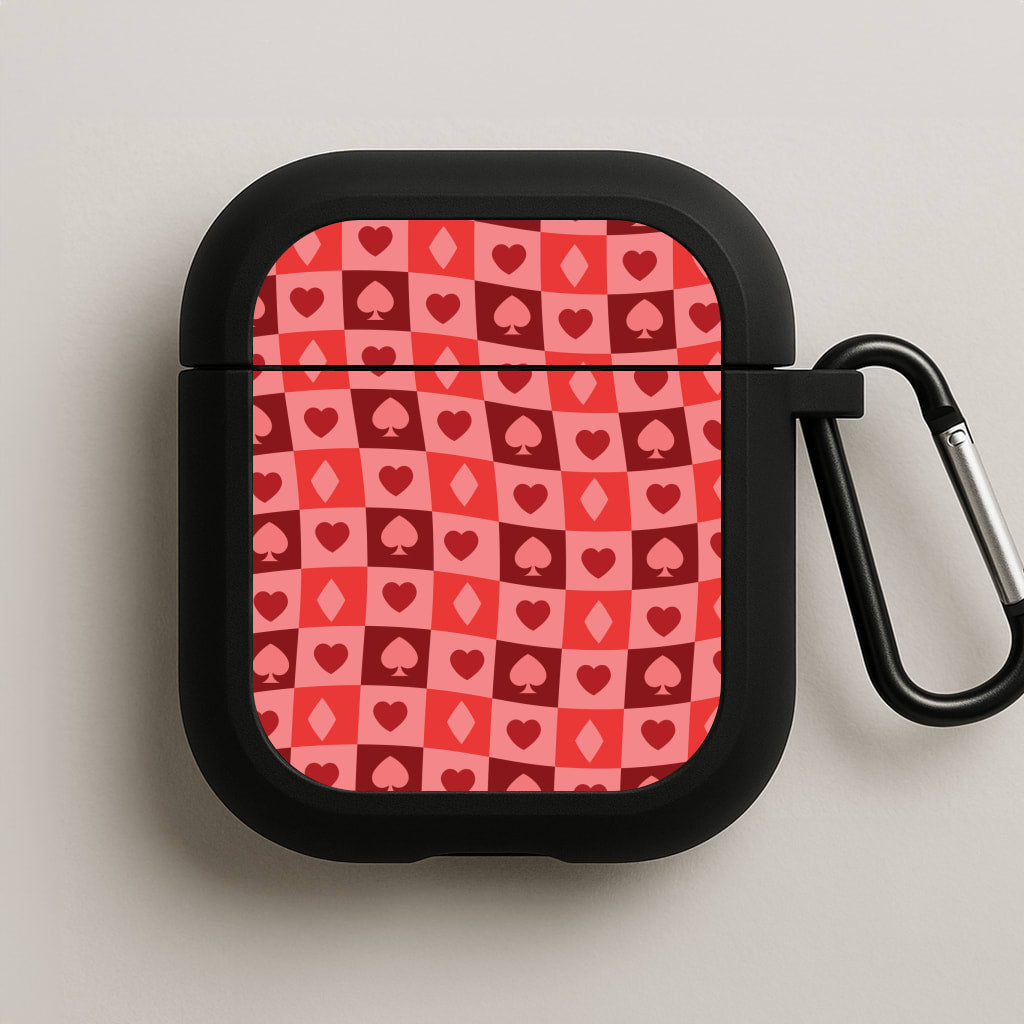 Card Suits Pattern Red AirPods Case