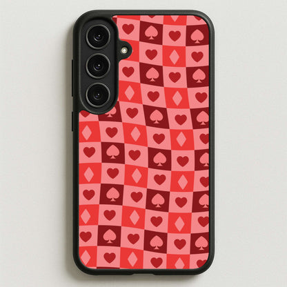 Card Suits Pattern Red Phone Case for Galaxy S25FE