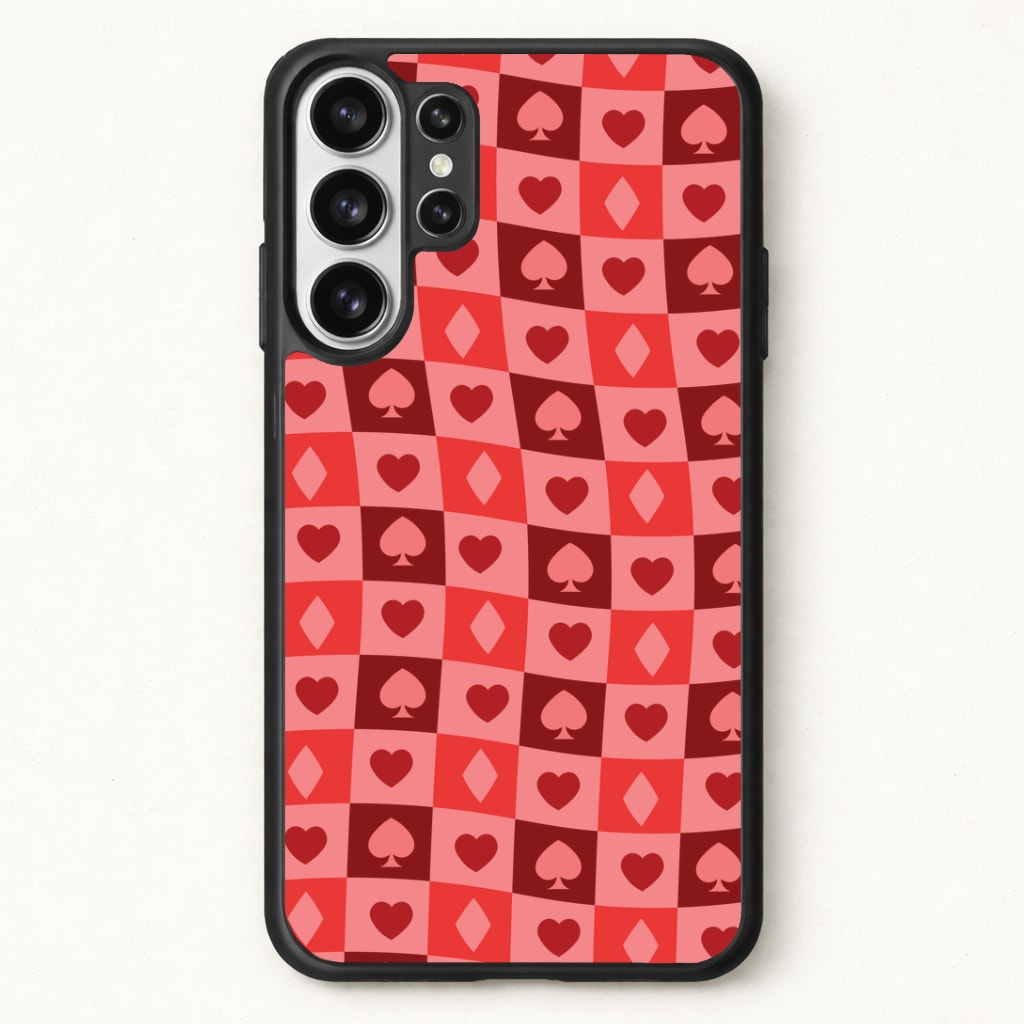 Card Suits Pattern Red Phone Case for Galaxy S26 Ultra