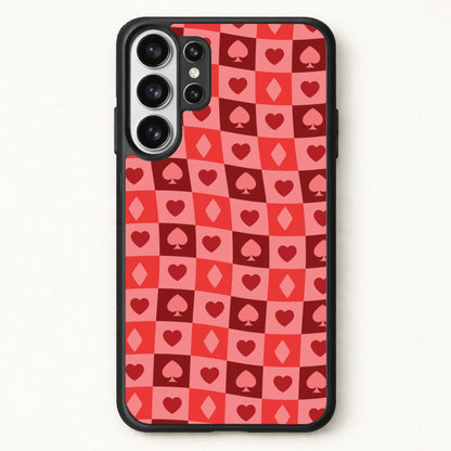 Card Suits Pattern Red Phone Case for Galaxy S26 Ultra