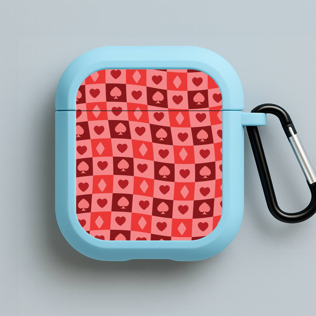 Card Suits Pattern Red Blue AirPods Case