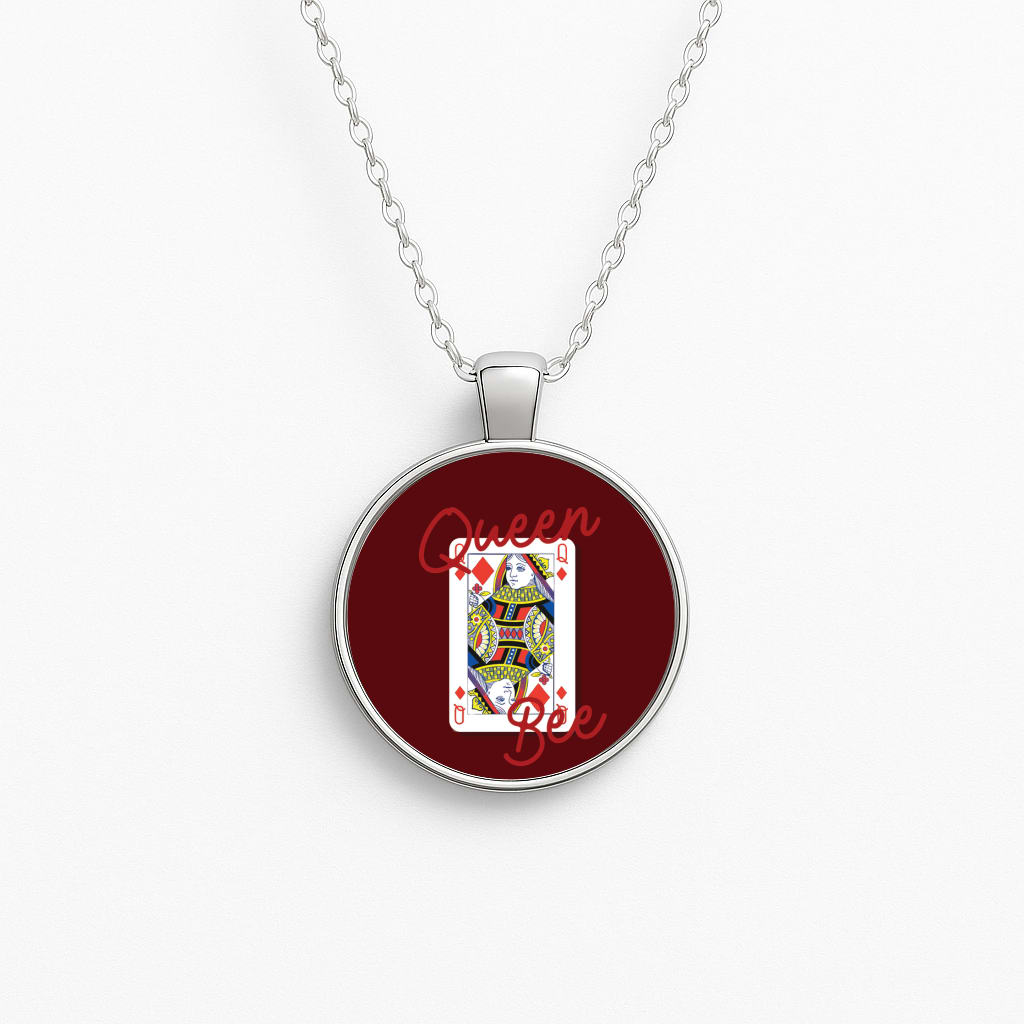 Queen Bee Playing Card Necklace
