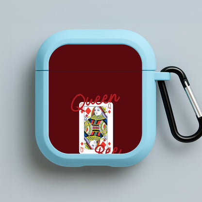 Queen Bee Playing Card Blue AirPods Case