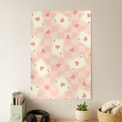 Cute Playing Cards And Hearts Pattern Poster