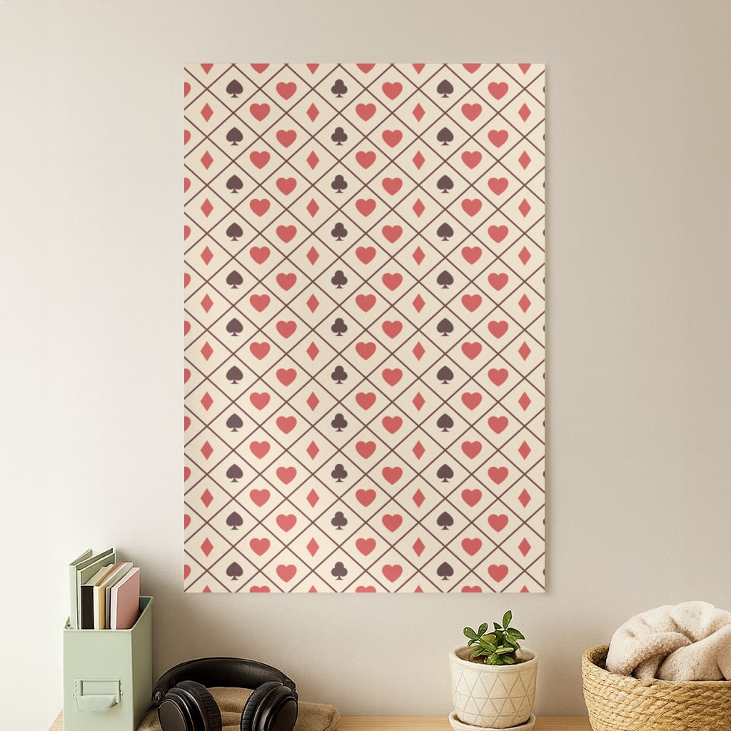Zig-Zag Card Suits Pattern Poster