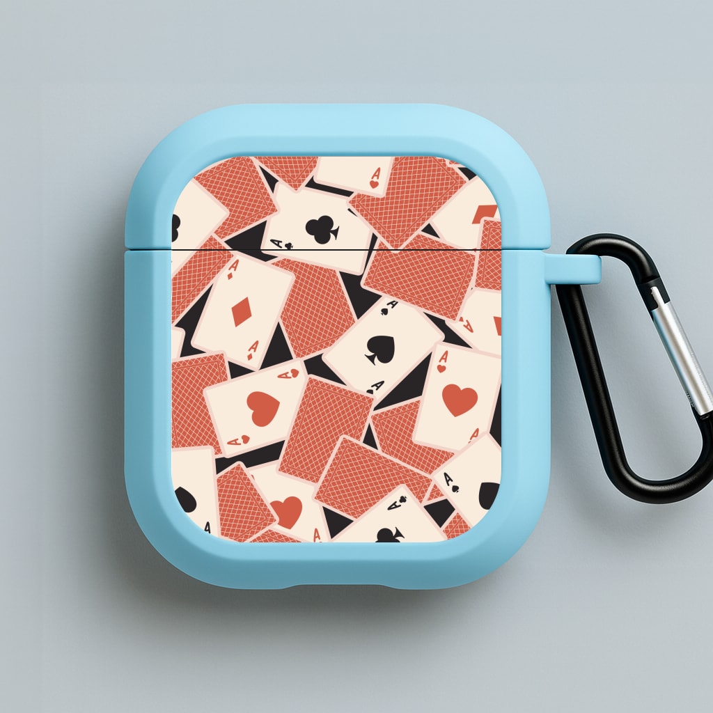 Playing Cards Collage Pattern Blue AirPods Case