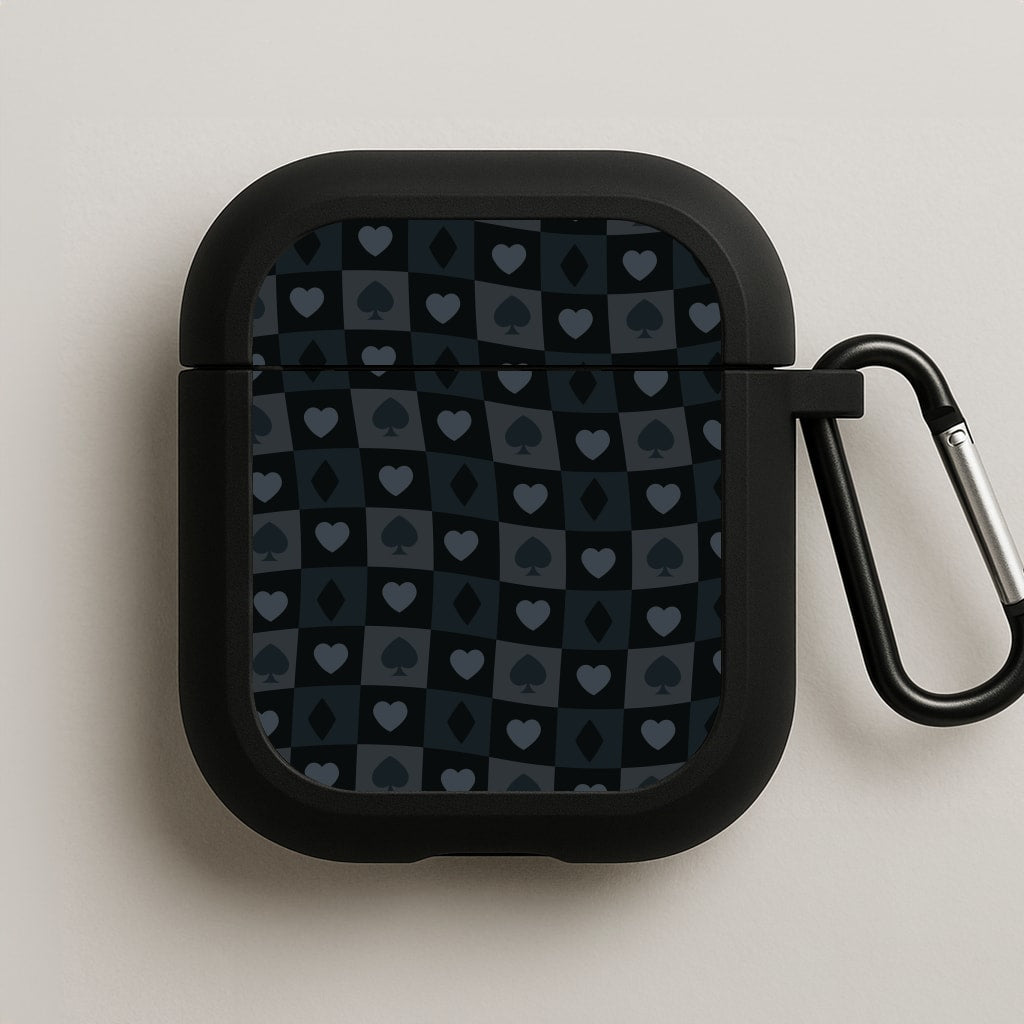 Card Suits Pattern Black AirPods Case
