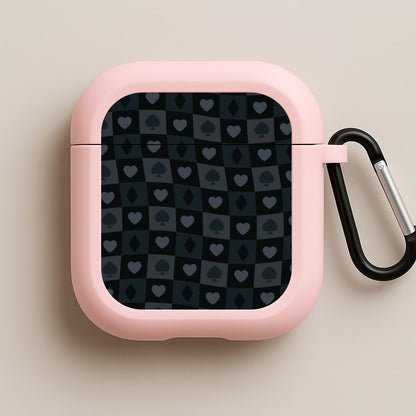 Card Suits Pattern Black Pink AirPods Case