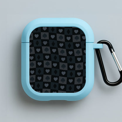 Card Suits Pattern Black Blue AirPods Case