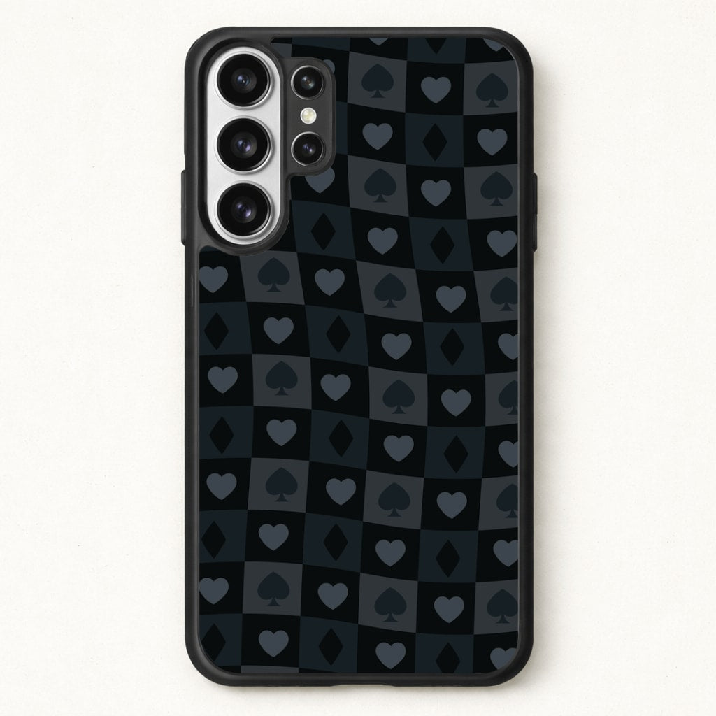 Card Suits Pattern Black Phone Case for Galaxy S26 Ultra