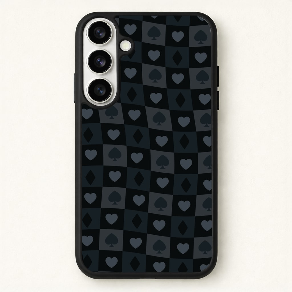 Card Suits Pattern Black Phone Case for Galaxy S26 Plus