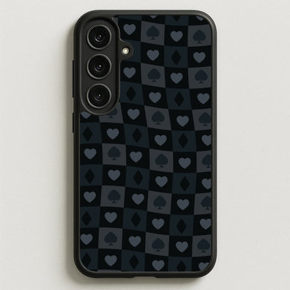 Card Suits Pattern Black Phone Case for Galaxy S25FE