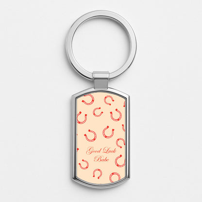 Good Luck Babe Horseshoe Silver Keyring