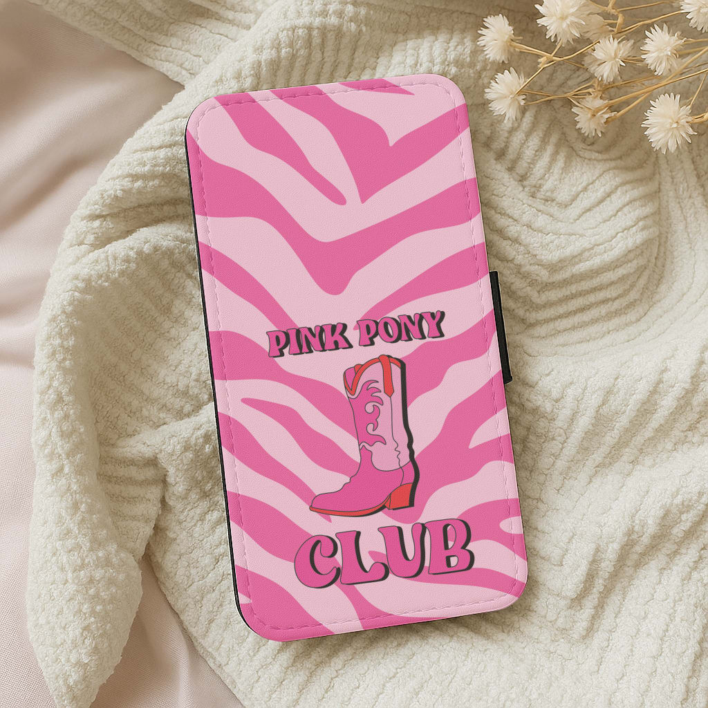 Zebra Print Pink Pony Club Wallet Phone Case