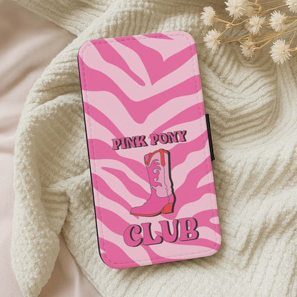 Zebra Print Pink Pony Club Wallet Phone Case