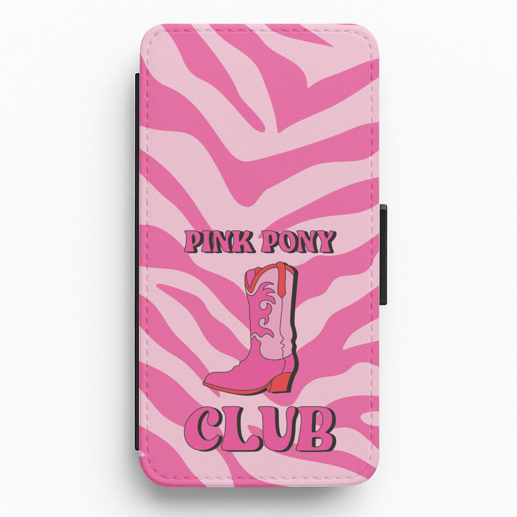 Zebra Print Pink Pony Club Flip / Wallet Phone Case