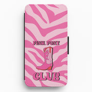Zebra Print Pink Pony Club Flip / Wallet Phone Case 1