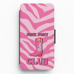 Zebra Print Pink Pony Club Flip / Wallet Phone Case