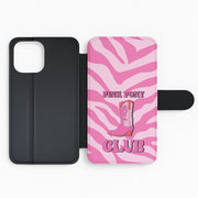 Zebra Print Pink Pony Club Flip / Wallet Phone Case 2