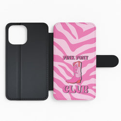 Zebra Print Pink Pony Club Flip Phone Case