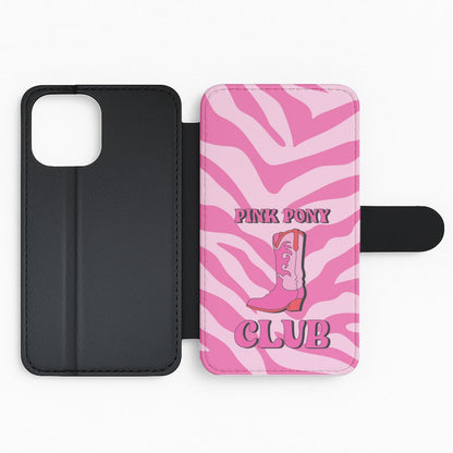Zebra Print Pink Pony Club Flip Phone Case