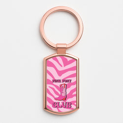 Zebra Print Pink Pony Club Rose Gold Keyring