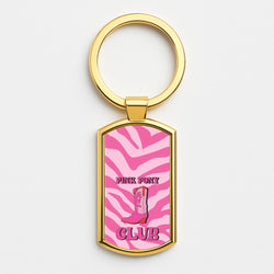 Zebra Print Pink Pony Club Gold Keyring