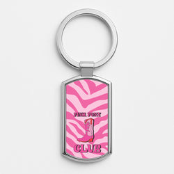 Zebra Print Pink Pony Club Silver Keyring
