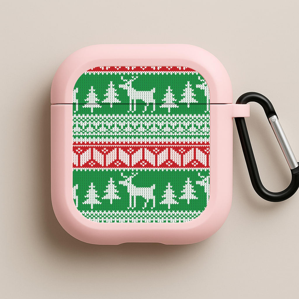 Christmas Jumper Pattern Christmas Pink AirPods Case