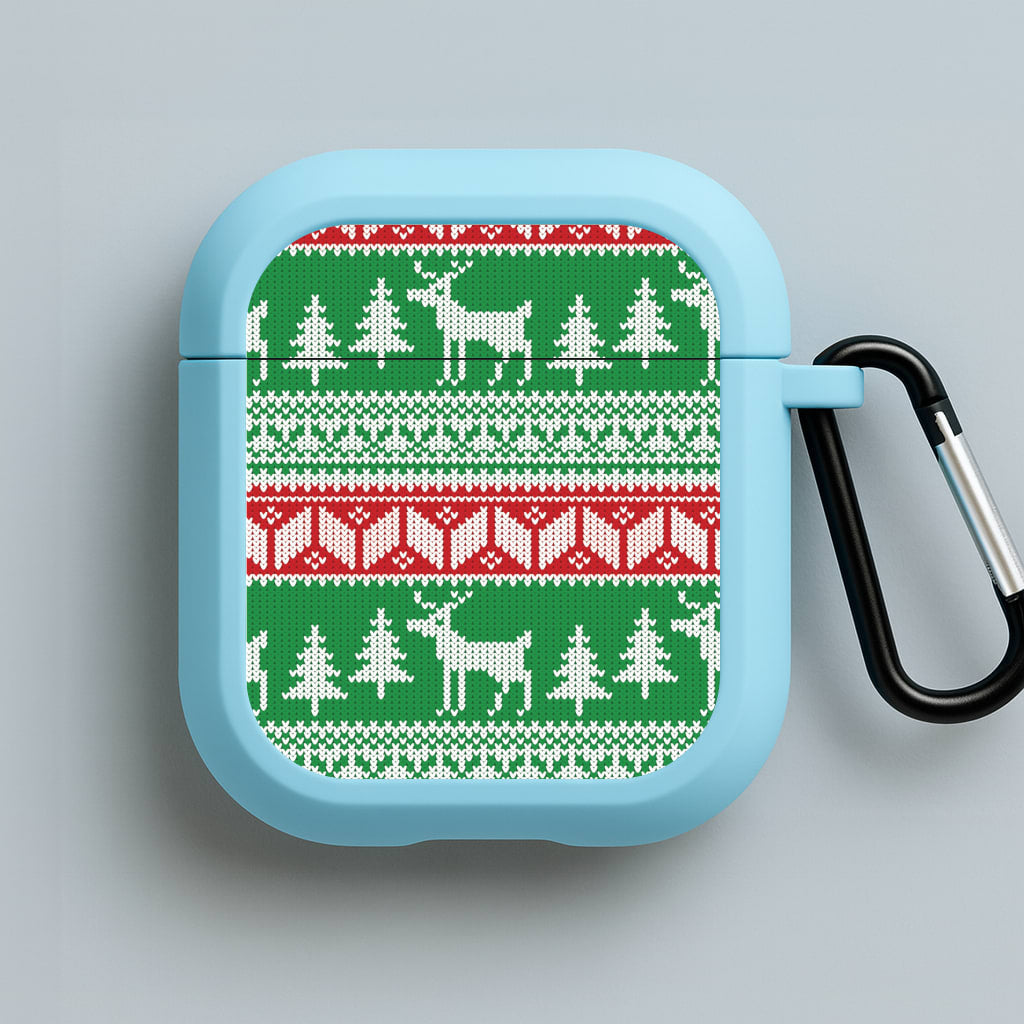 Christmas Jumper Pattern Christmas Blue AirPods Case