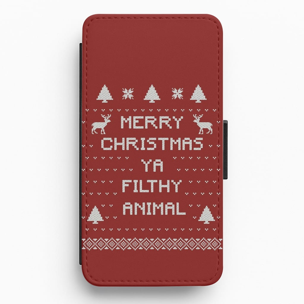 Merry Christmas Ya Filthy Animal Flip / Wallet Phone Case