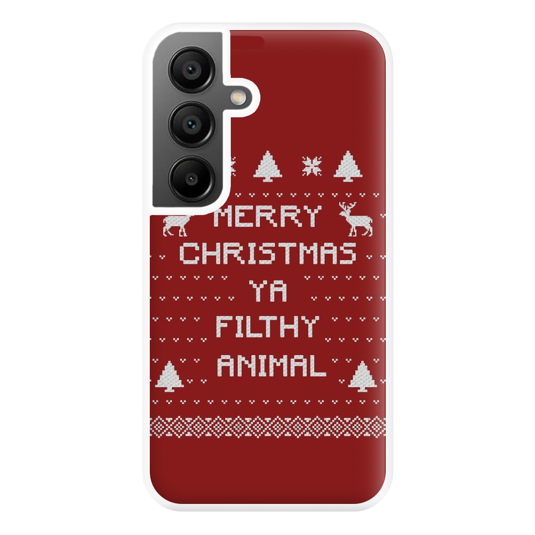 Merry Christmas Ya Filthy Animal Phone Case for Galaxy A55