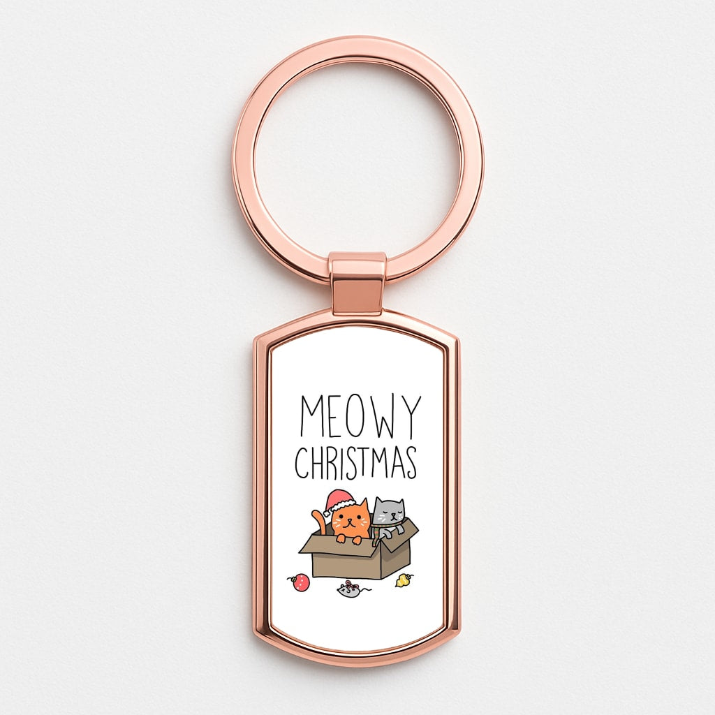 Meowy Christmas Rose Gold Keyring