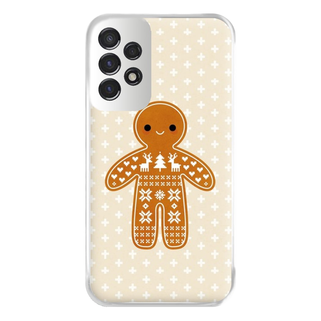 Christmas Jumper Pattern Gingerbread Man Phone Case for Galaxy A53