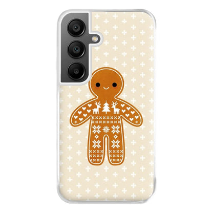 Christmas Jumper Pattern Gingerbread Man Phone Case for Galaxy A55