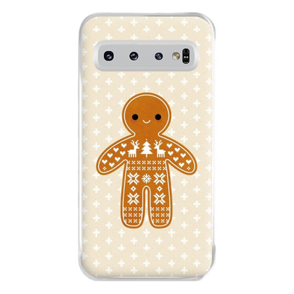 Christmas Jumper Pattern Gingerbread Man Phone Case for Galaxy S10 Plus