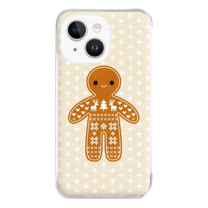 Christmas Jumper Pattern Gingerbread Man Phone Case for iPhone 14 Plus