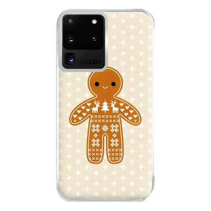 Christmas Jumper Pattern Gingerbread Man Phone Case for Galaxy S20 Ultra