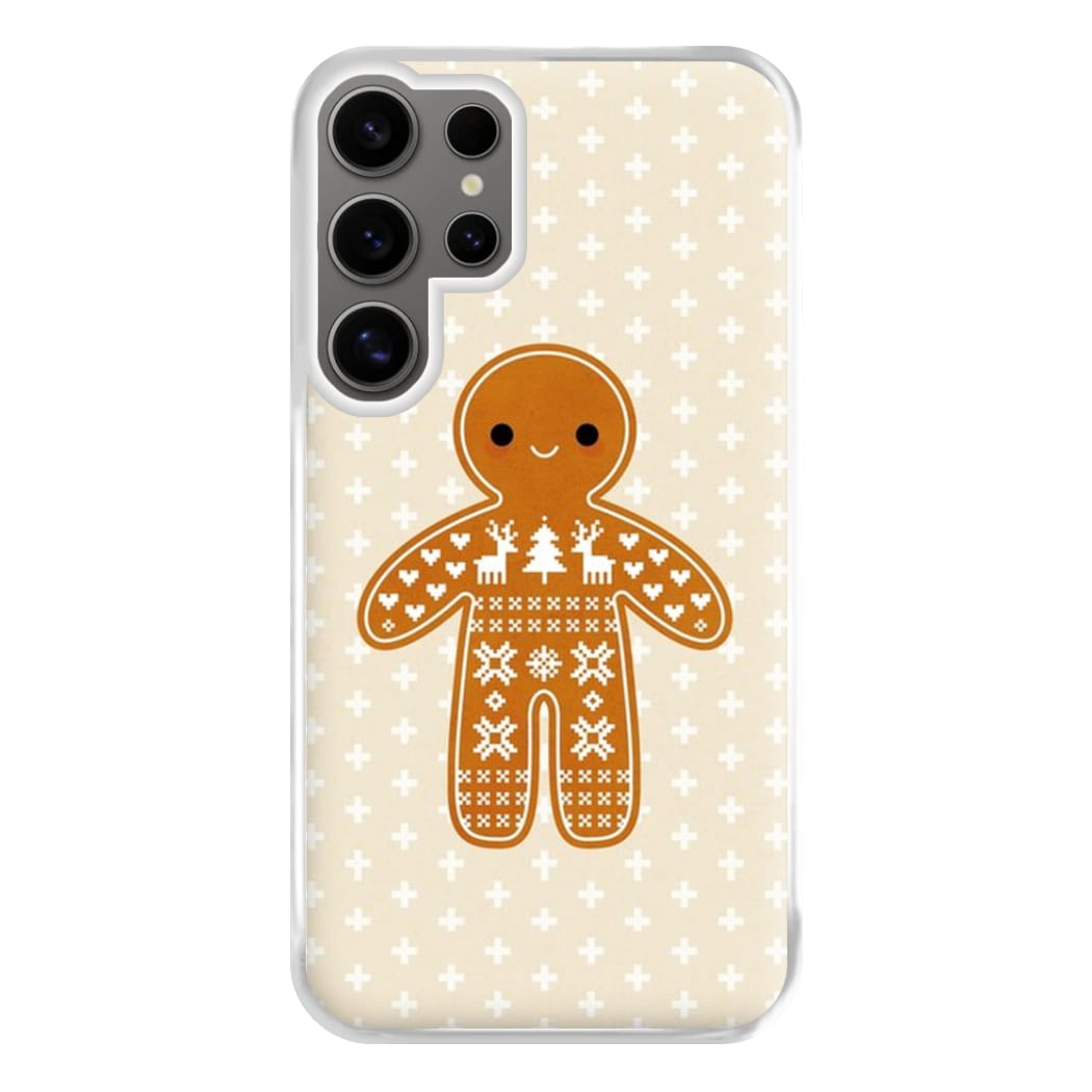 Christmas Jumper Pattern Gingerbread Man Phone Case for Galaxy S24 Ultra