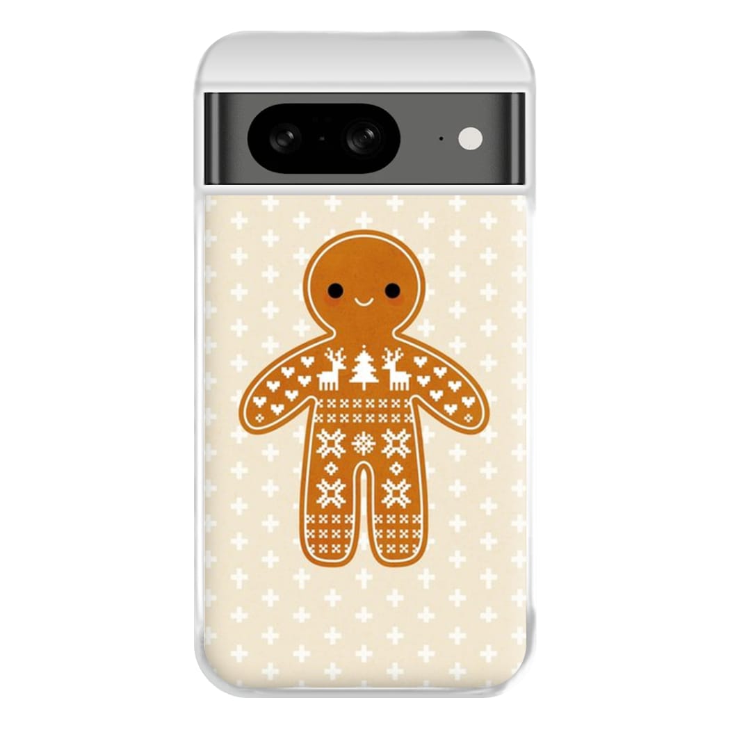 Christmas Jumper Pattern Gingerbread Man Phone Case for Google Pixel 8